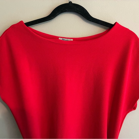 Red Sheath Midi Dress with Dolman Sleeves - Picture 3 of 7